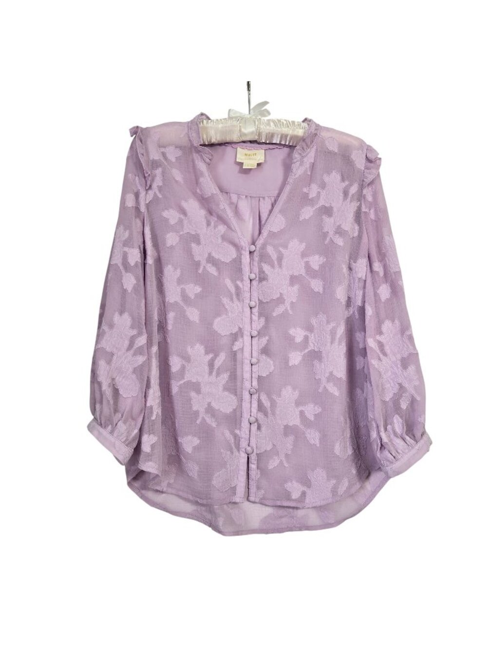Maeve By Anthropologie Mallory Lace Sheer Lavender Purple Floral Blouse